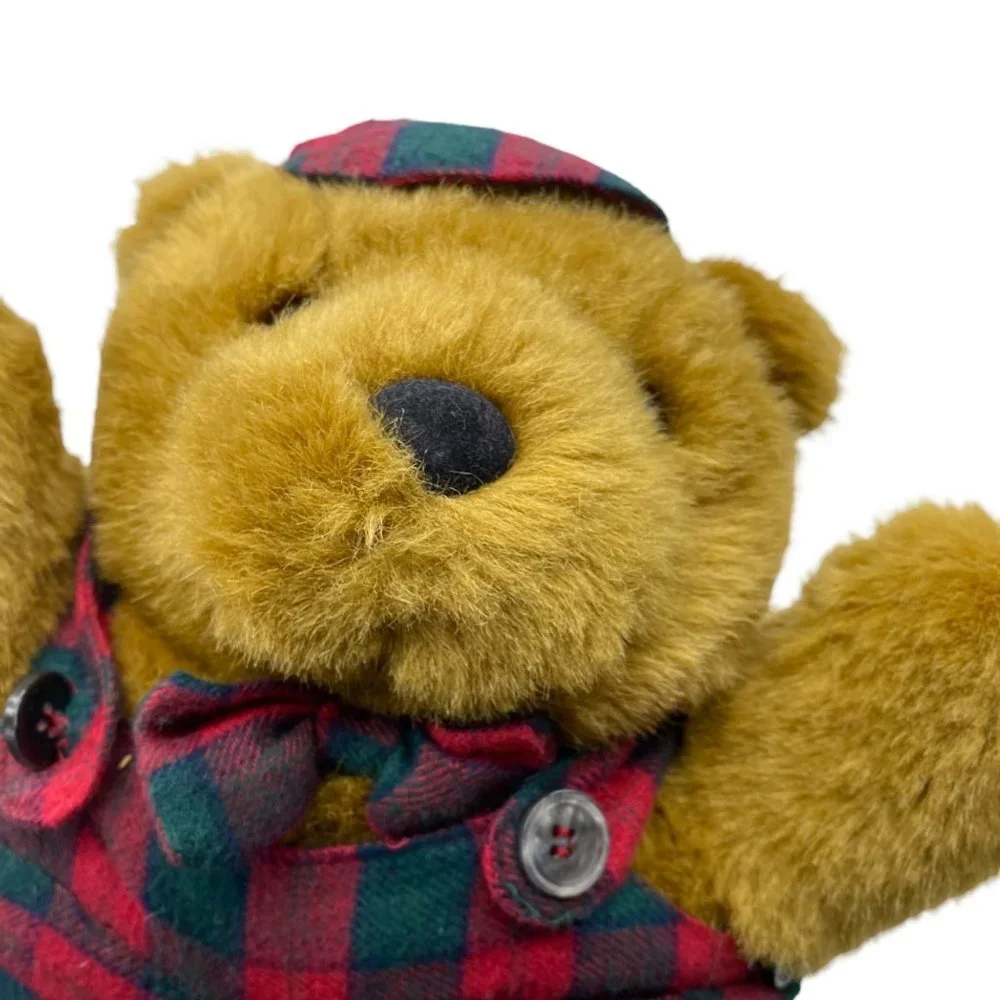 Rare Charter Club Macy’s Plaid Overalls Bow Tie‎ Stuffed Animal Teddy Bear Plush